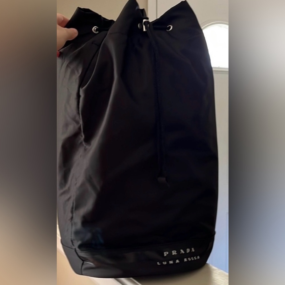 Prada Black Nylon Drawstring Adjustable Strap Bac… - image 7